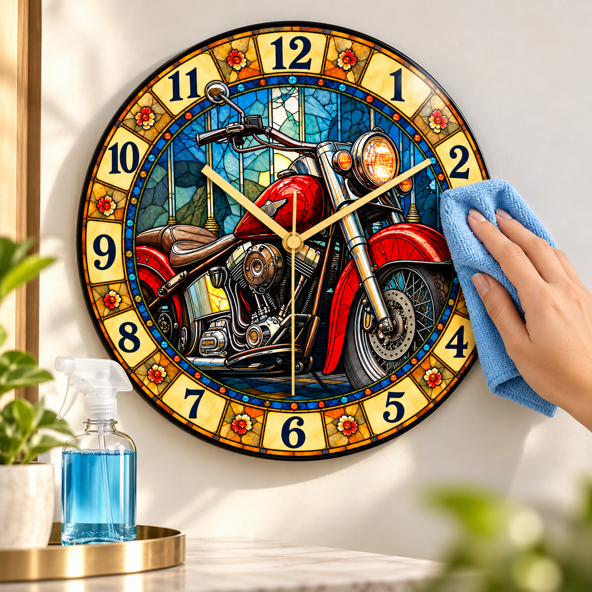 Retro Motorsiklet Cam Tablo Saat