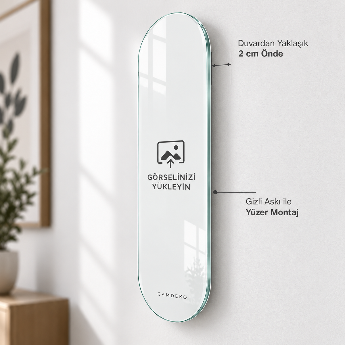 Kişiye Özel Dikey Skate Board Cam Tablo - 2 cm yüzer montaj