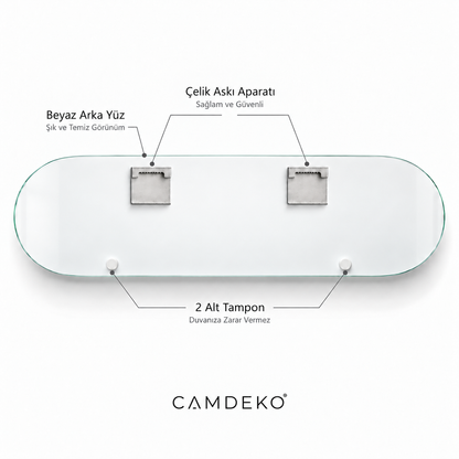 Kişiye Özel Yatay Skate Board Cam Tablo - İki çelik askı ve iki tampon