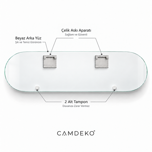 Kişiye Özel Yatay Skate Board Cam Tablo - İki çelik askı ve iki tampon