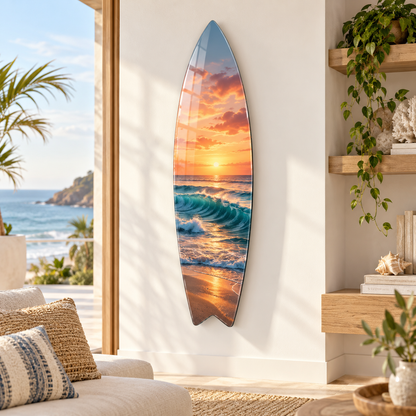 Kişiye Özel Dikey Surf Board Cam Tablo - Premium mekân