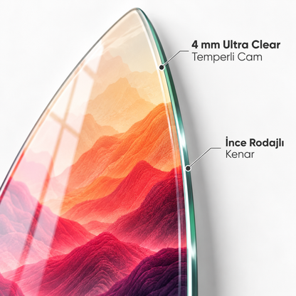 Kişiye Özel Dikey Surf Board Cam Tablo - 4 mm cam kenarı