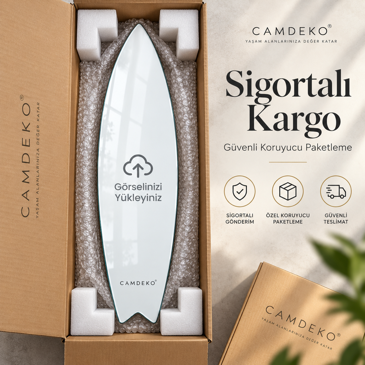 Kişiye Özel Dikey Surf Board Cam Tablo - Sigortalı kargo