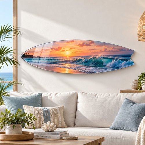 Kişiye Özel Yatay Surf Board Cam Tablo - Premium mekan