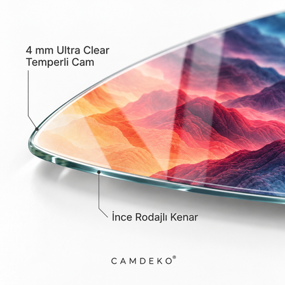 Kişiye Özel Yatay Surf Board Cam Tablo - 4 mm cam kenarı