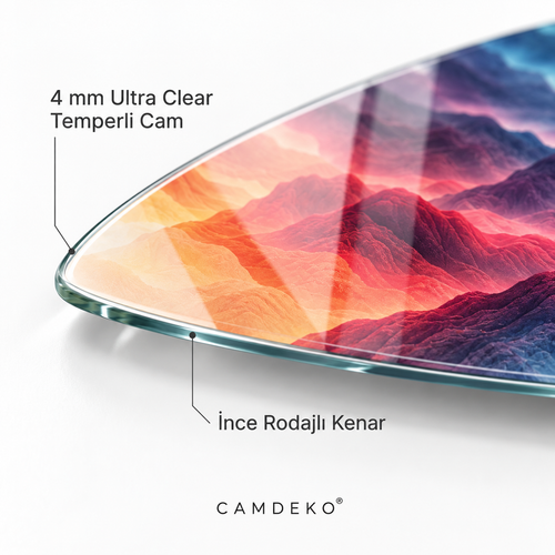 Kişiye Özel Yatay Surf Board Cam Tablo - 4 mm cam kenarı