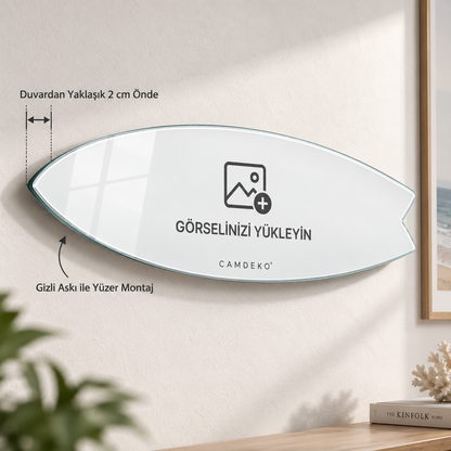 Kişiye Özel Yatay Surf Board Cam Tablo - Yüzer montaj