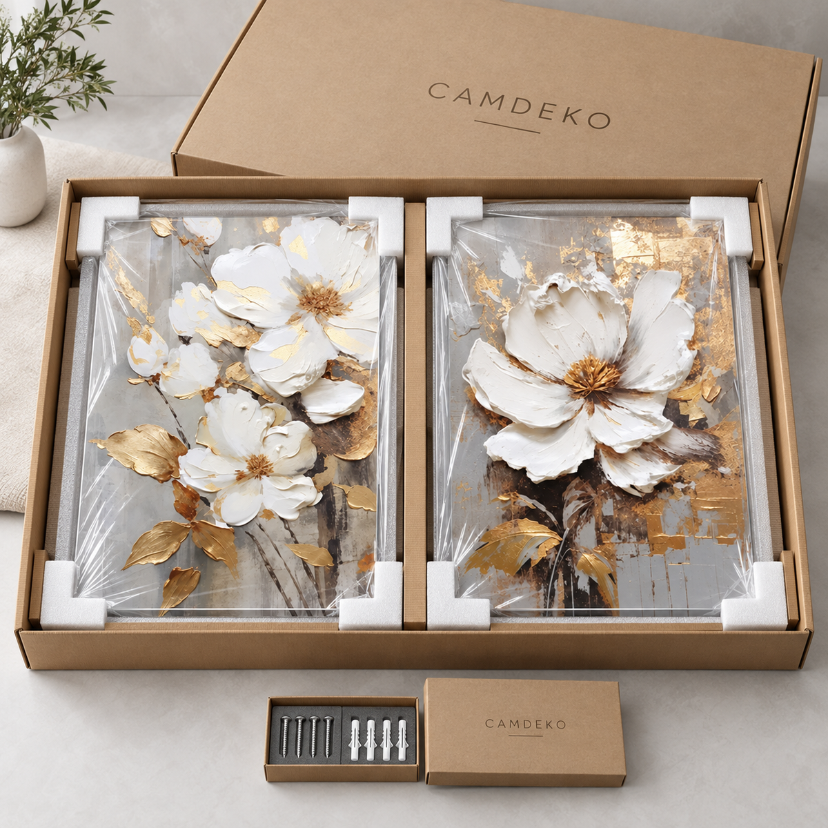 CAMDEKO ikili cam tablo güvenli kraft paketleme ve köşe koruma