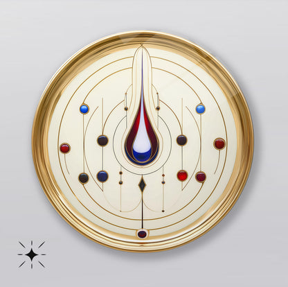 Soyut Gold Damla Yuvarlak Cam Tablo