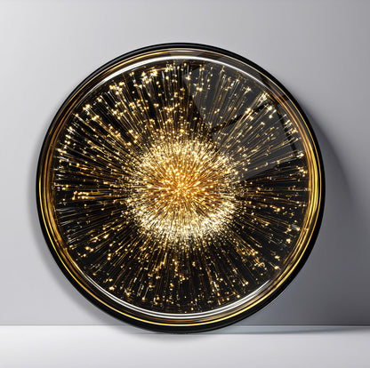 Gold Siyah Yuvarlak Cam Tablo