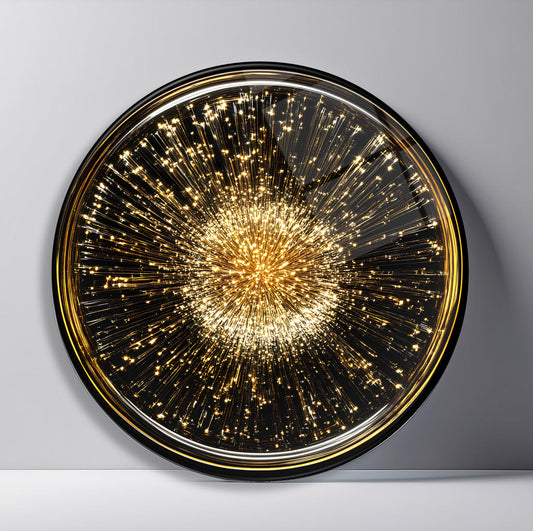 Gold Siyah Yuvarlak Cam Tablo