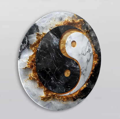 Ying Yang Yuvarlak Cam Tablo