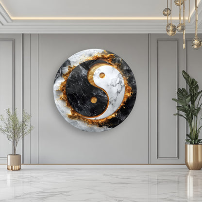 Ying Yang Yuvarlak Cam Tablo