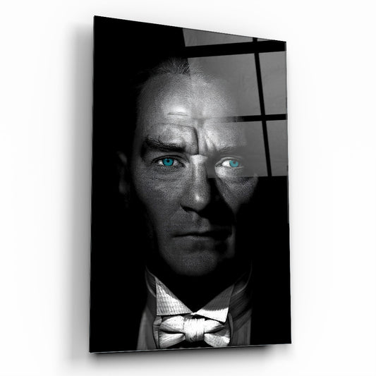 Mavi Gözlü Atatürk Cam Tablo
