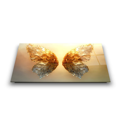 Gold Kelebek Kanatları Cam Tablo