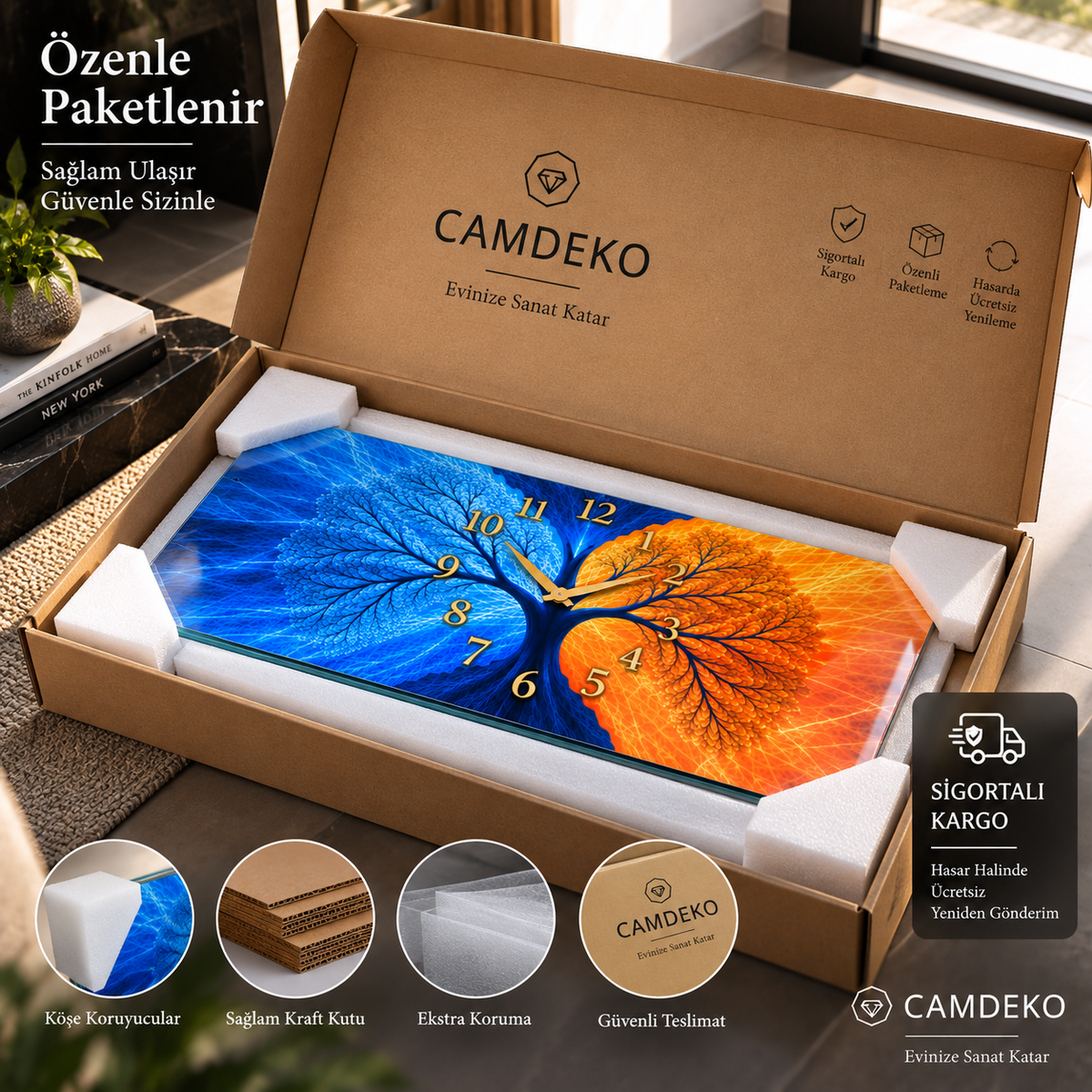 CAMDEKO korumalı paketleme, sigortalı kargo ve hasarda ücretsiz yeniden gönderim