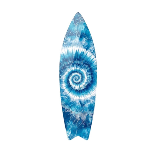 Mavi Beyaz Spiral Batik Desenli Surf Board Cam Tablo