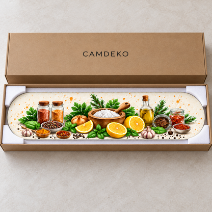 Limon ve baharat cam tablo koruyucu CAMDEKO ambalajında