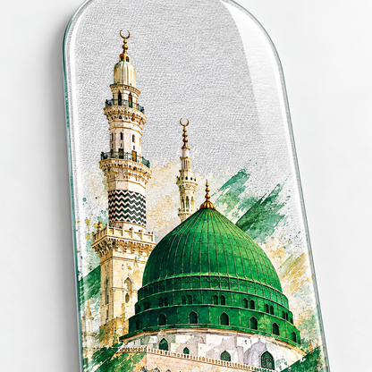 Medine Yeşil Kubbe Salavat-ı Şerife Dikey Skate Board Cam Tablo - 4 mm cam detayı