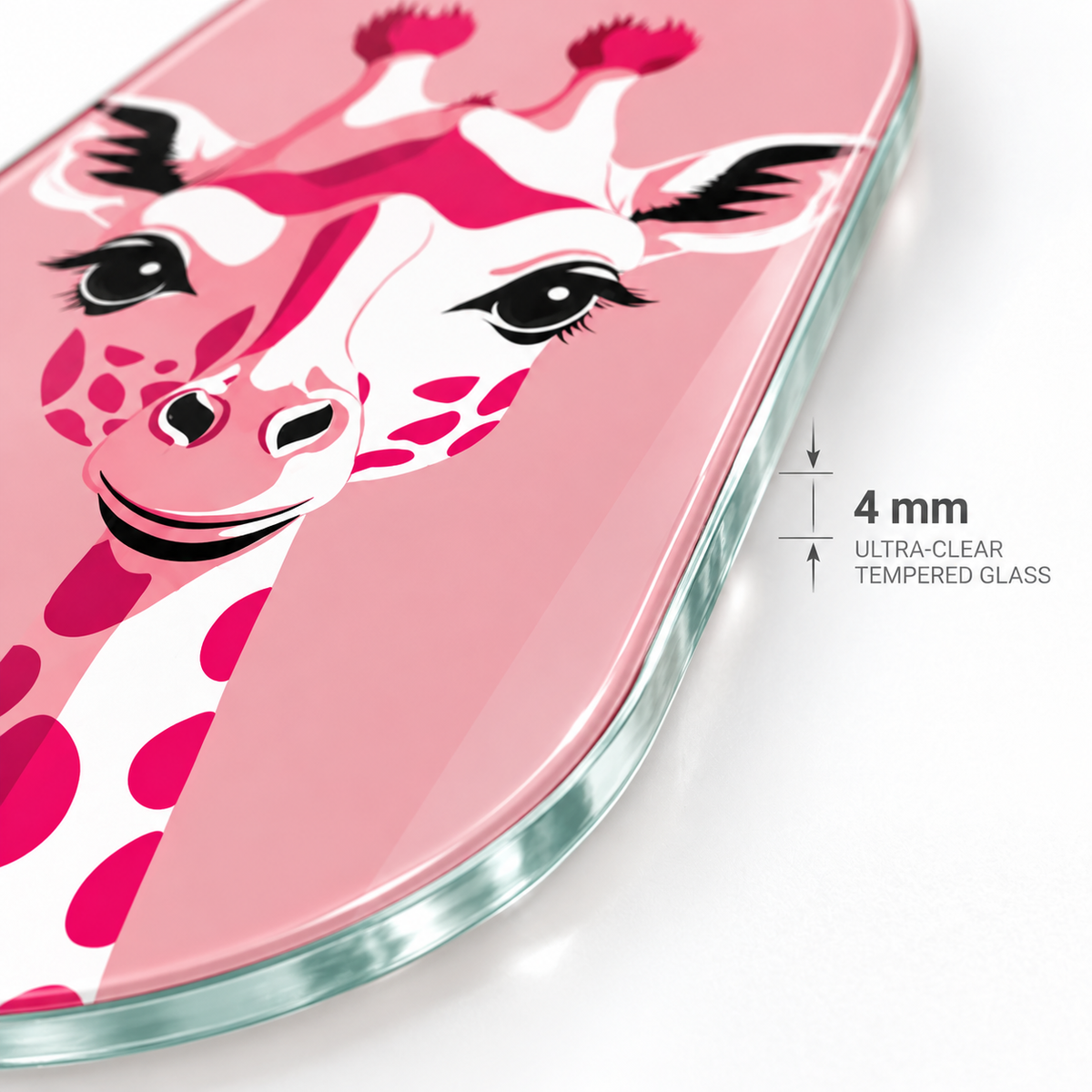Pembe Zürafa Dikey Skate Board Cam Tablo - 4 mm cam kenarı