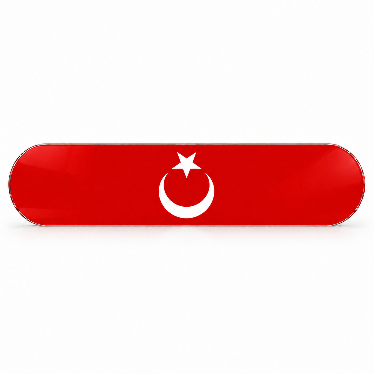 Beyaz fonda kırmızı hilal ve yıldız yatay kaykay cam tablo