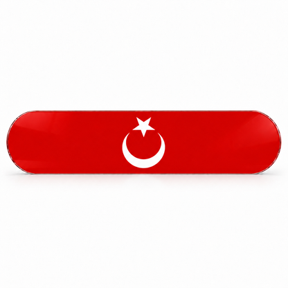 Beyaz fonda kırmızı hilal ve yıldız yatay kaykay cam tablo