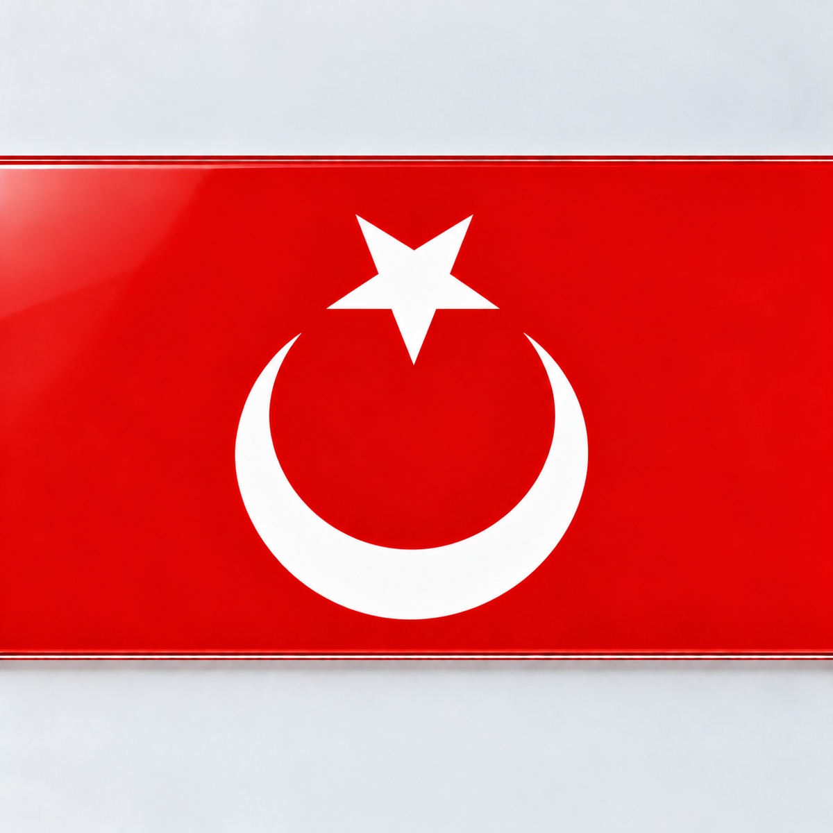 Kırmızı zeminde hilal ve yıldız UV baskı detayı