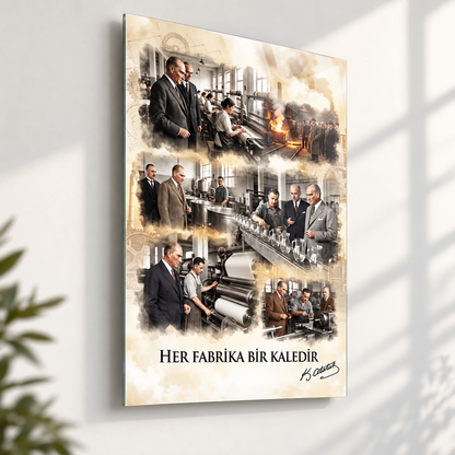 Atatürk Her Fabrika Bir Kaledir dikey cam tablo alternatif mekan görseli