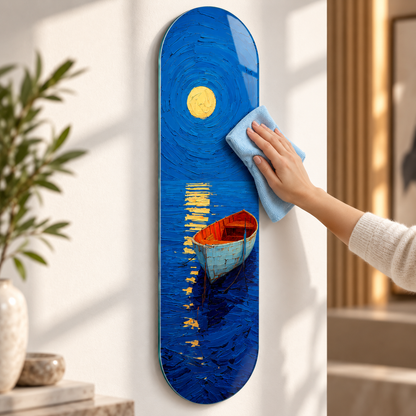 Ay ışığında tekne Skate Board cam tablo - mikrofiber bezle kolay temizlik