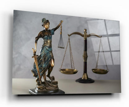 Themis Heykeli Yatay Cam Tablo