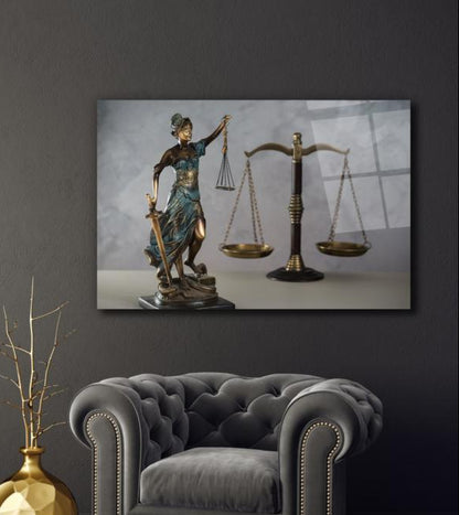 Themis Heykeli Yatay Cam Tablo
