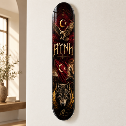 Altın Kartal ve Bozkurt Dikey Skate Board Cam Tablo – Duvar mesafesi