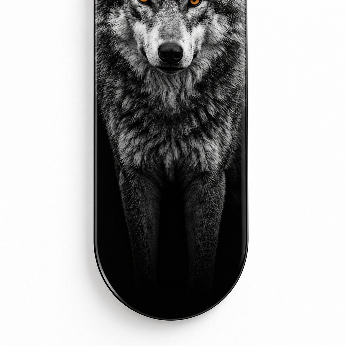 Ay Yıldızlı Gri Kurt Dikey Skate Board Cam Tablo – Yuvarlak cam kenar detayı