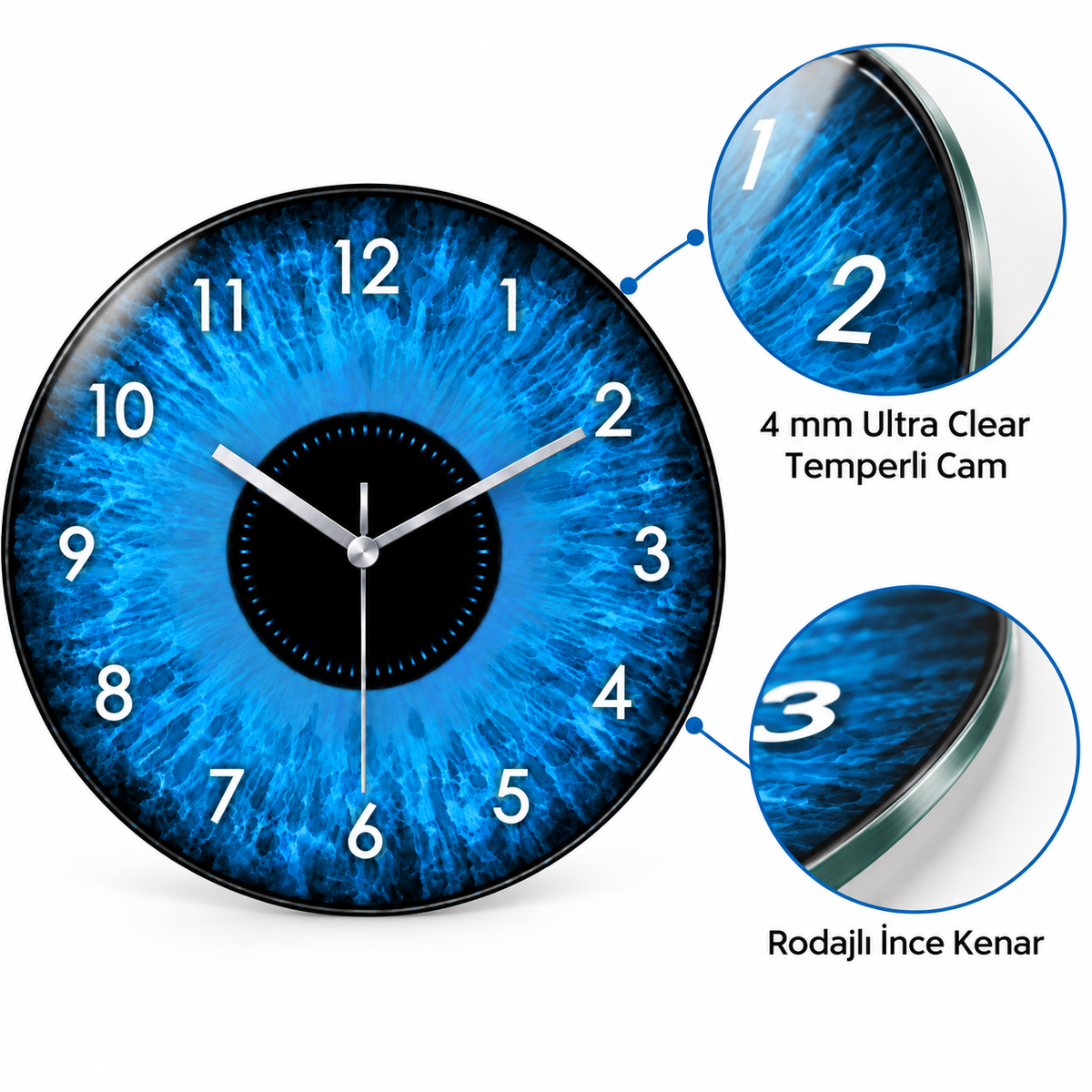 4 mm Ultra Clear temperli cam ve rodajlı ince kenar detayı