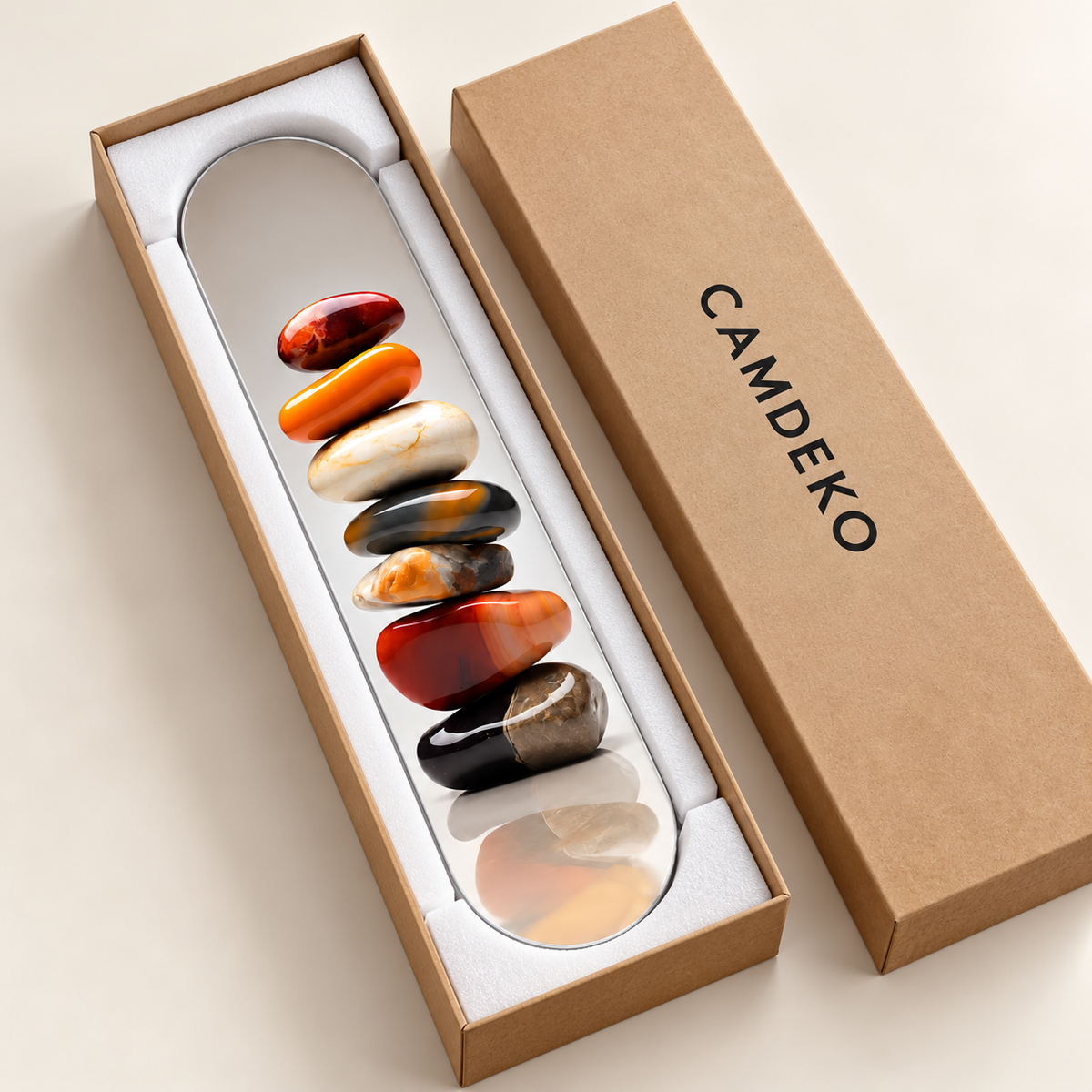 Dengeli Taşlar Dikey Skate Board Cam Tablo - CAMDEKO ambalaj