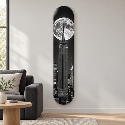 Dolunay ve New York Dikey Skate Board Cam Tablo — Salon