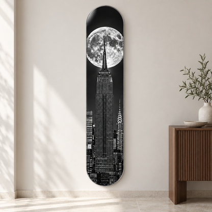 Dolunay ve New York Dikey Skate Board Cam Tablo — Antre