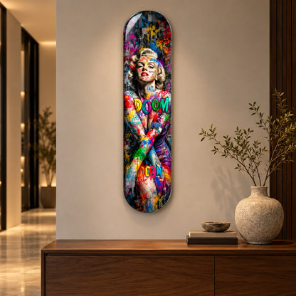 Renkli Grafiti Marilyn Portresi Dikey Skate Board Cam Tablo - konsol