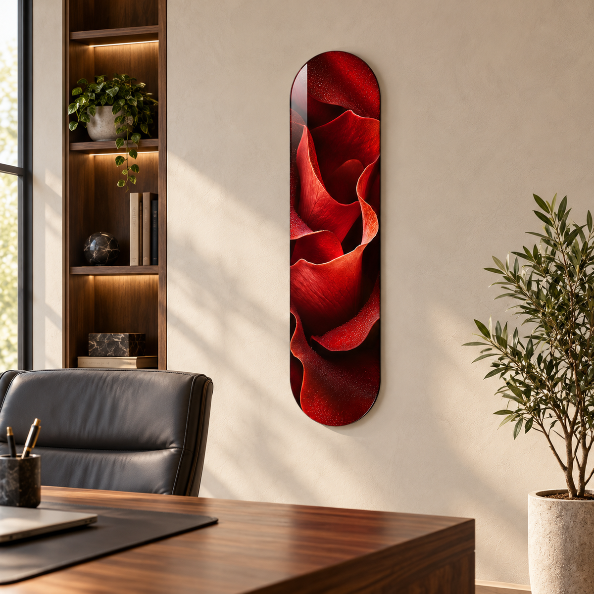 Kızıl Yaprakların Dansı Dikey Skate Board Cam Tablo - ofis