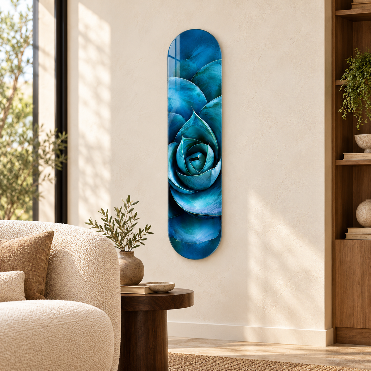 Mavi Spiral Sukulent Dikey Skate Board Cam Tablo - salon