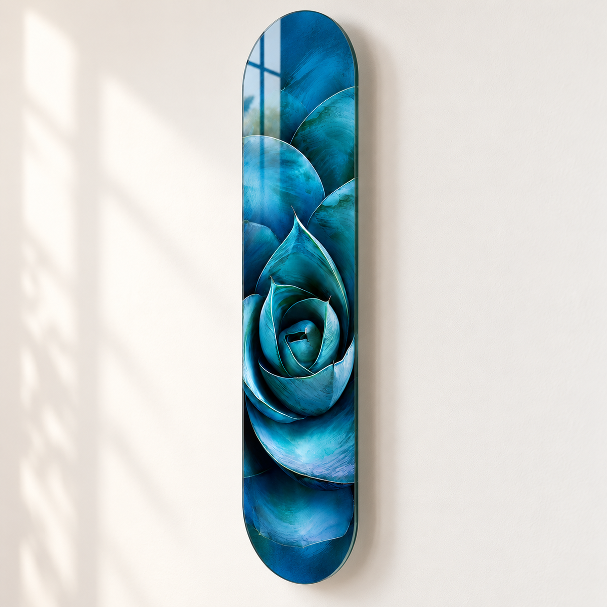 Mavi Spiral Sukulent Dikey Skate Board Cam Tablo - duvar-mesafesi