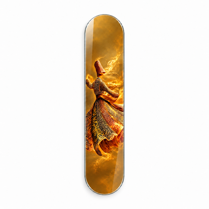 Altın Hat Desenli Semazen Dikey Skate Board Cam Tablo - beyaz vitrin