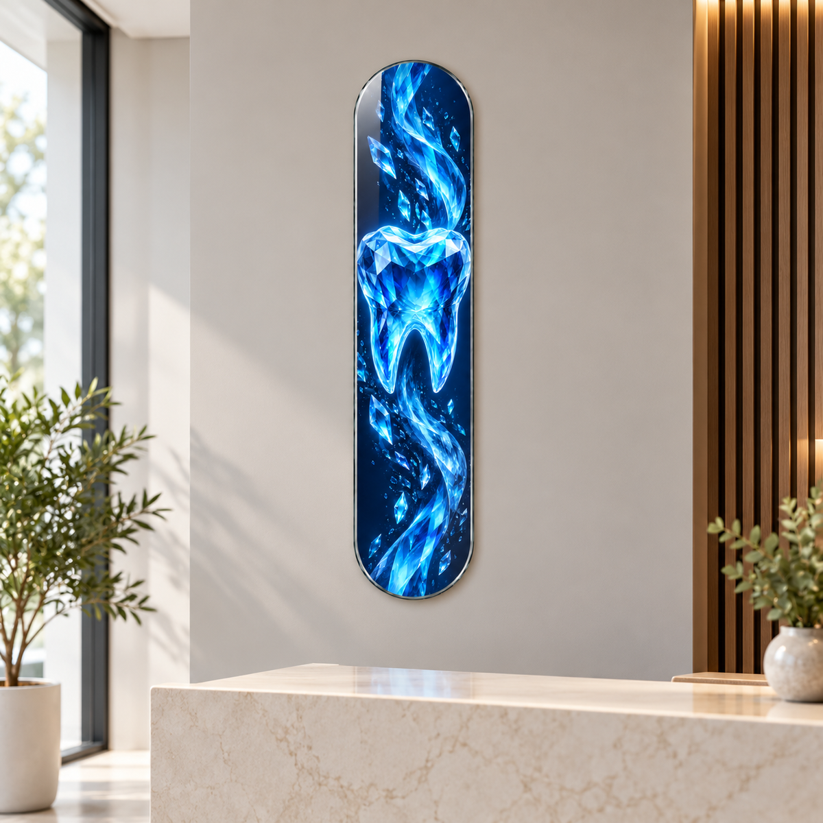 Safir Kristal Diş Dikey Skate Board Cam Tablo - klinik resepsiyonu