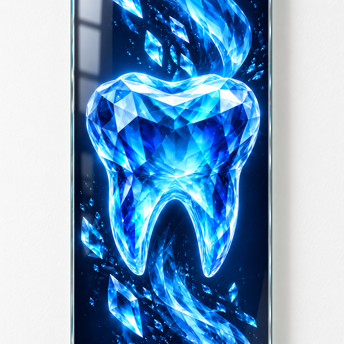 Safir Kristal Diş Dikey Skate Board Cam Tablo - uv baski detayi