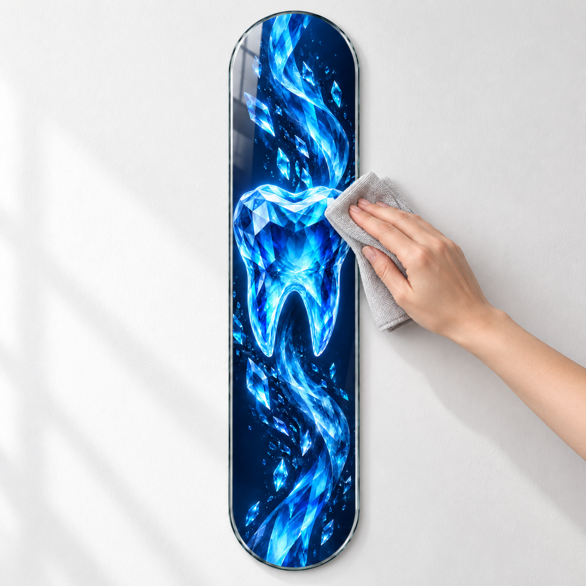 Safir Kristal Diş Dikey Skate Board Cam Tablo - temizlik