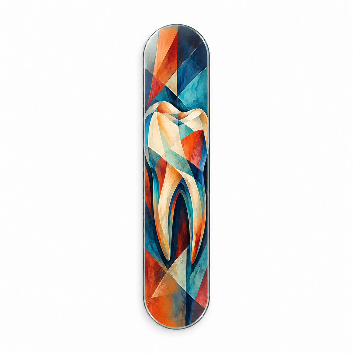 Renkli Kübist Diş Dikey Skate Board Cam Tablo - beyaz vitrin