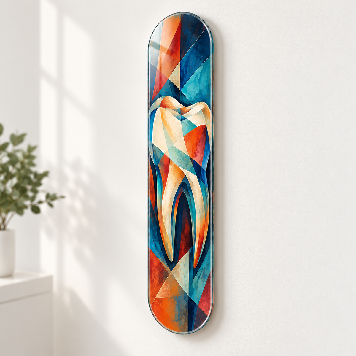 Renkli Kübist Diş Dikey Skate Board Cam Tablo - duvar mesafesi