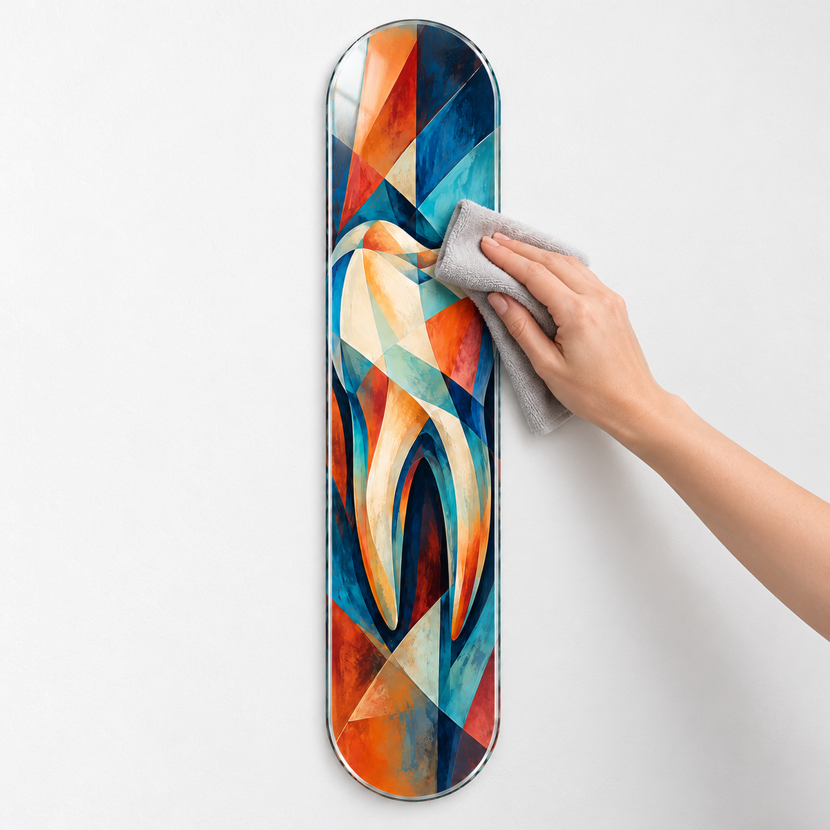 Renkli Kübist Diş Dikey Skate Board Cam Tablo - temizlik