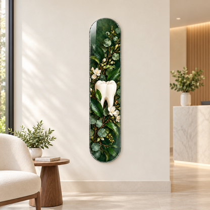 Zümrüt Botanik Diş Dikey Skate Board Cam Tablo - klinik bekleme alani