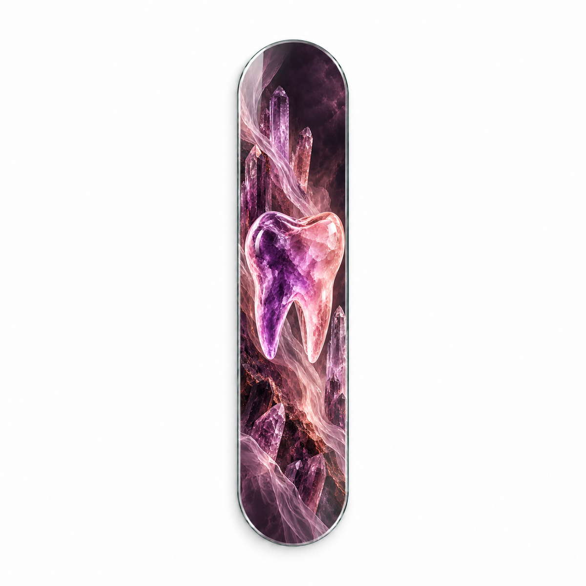 Ametist Kristal Diş Dikey Skate Board Cam Tablo - beyaz vitrin